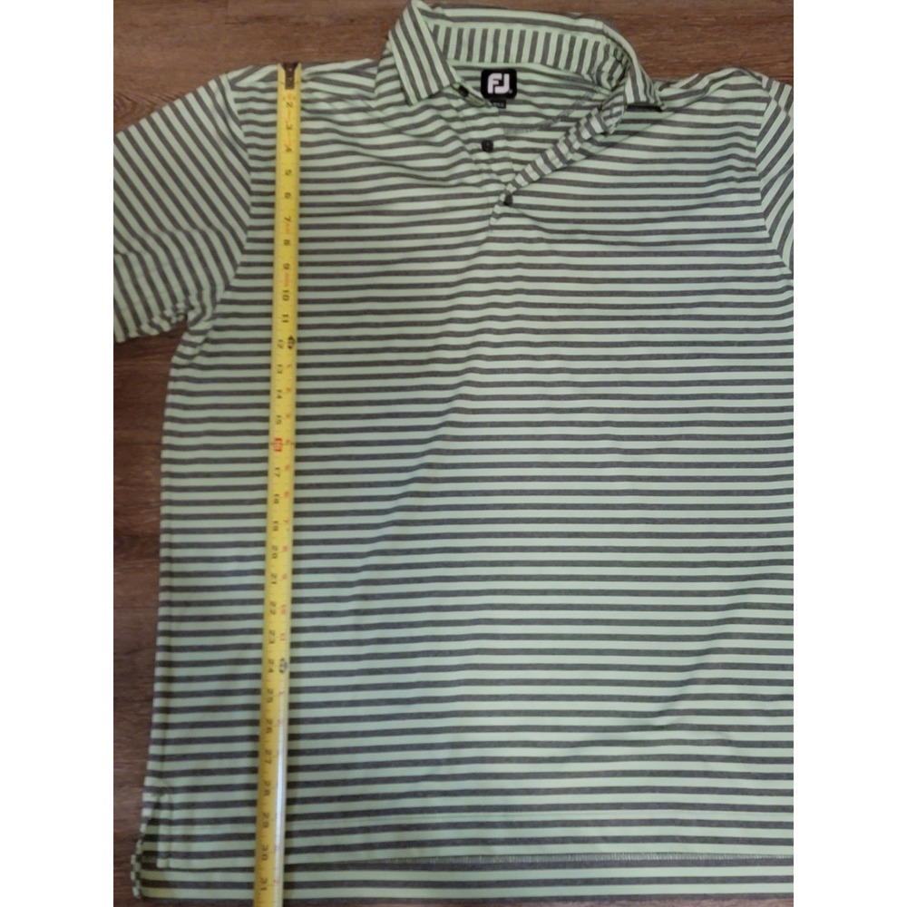 FOOTJOY x RACINE CC‎ Size XLarge Gray Neon Green Striped Mens Golf Polo Shirt